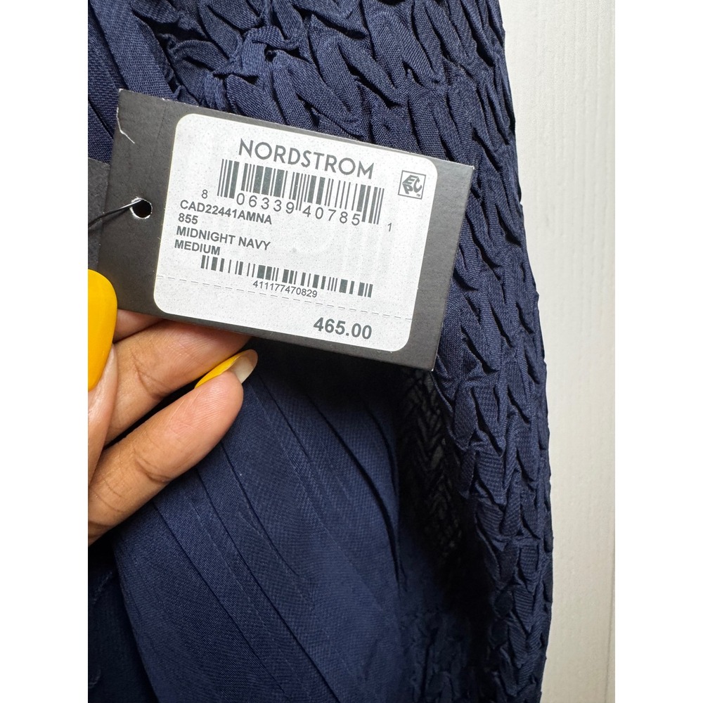 Komarov Midnight Navy Pleated Chiffon Open Front Cardigan Jacket CAD22441AMNA M - Picture 5 of 6